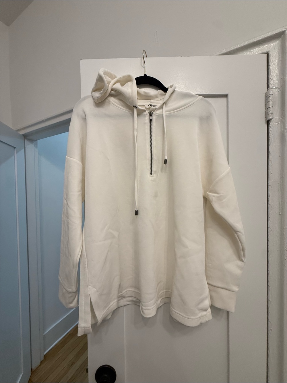 Men's Cream Half-Zip Hooded Sweater